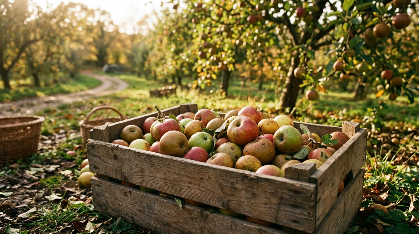 Pommes fraîches récoltées pour le cidre